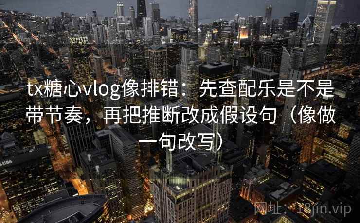 tx糖心vlog像排错：先查配乐是不是带节奏，再把推断改成假设句（像做一句改写）