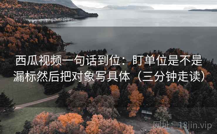 西瓜视频一句话到位：盯单位是不是漏标然后把对象写具体（三分钟走读）