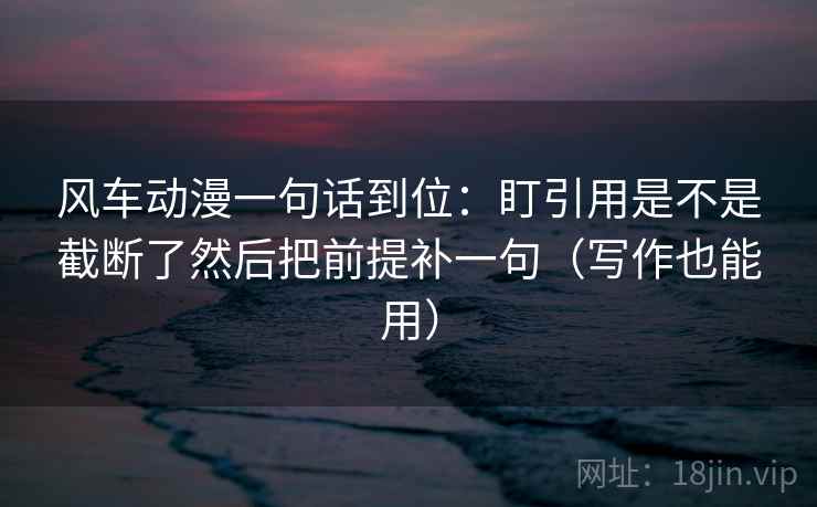 风车动漫一句话到位：盯引用是不是截断了然后把前提补一句（写作也能用）