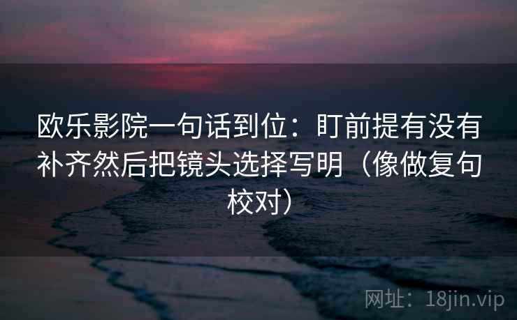 欧乐影院一句话到位：盯前提有没有补齐然后把镜头选择写明（像做复句校对）