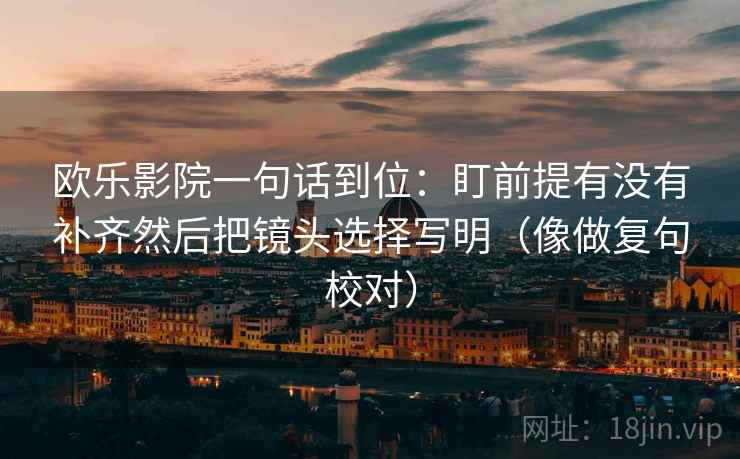 欧乐影院一句话到位：盯前提有没有补齐然后把镜头选择写明（像做复句校对）  第2张